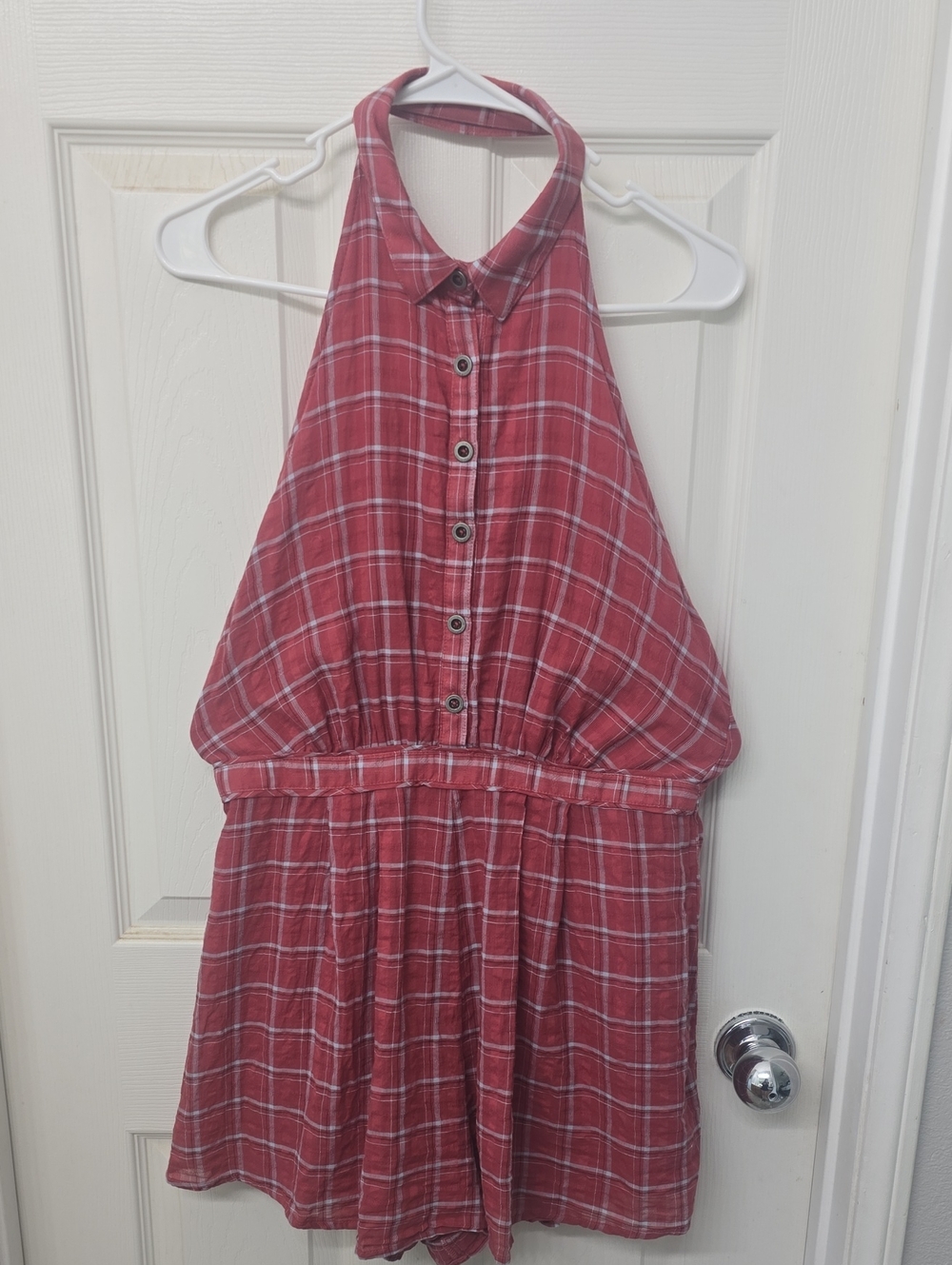 Cooperative Red Plaid Halter Dress